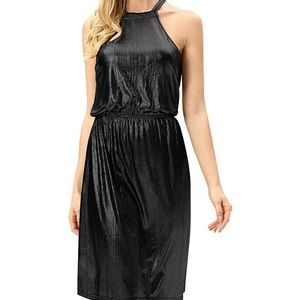 Halter dress shimmering black